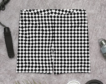 Mid Waist Womens Checkered Print Yoga Shorts for Workout Fitness Activewear Stretchy Running Gym Apparel Sports Wear Ideal for Active Women
