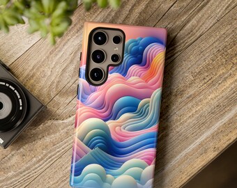 Colorful Waves Tough Phone Case Perfect for iPhone Samsung Galaxy Google Pixel Unique Abstract Art Design Ideal Gift for Any Occasion