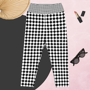 Women&#39;s Checkered Yoga Leggings for Stretchy Workout Tights and Comfortable Gym Wear Fashionable Active Bottoms for Women&#39;s Fitness Attire