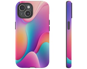 Custodia resistente per telefono con colori vivaci e fluidi, perfetta per iPhone, Samsung Galaxy, Google Pixel, design unico di arte astratta, regalo ideale