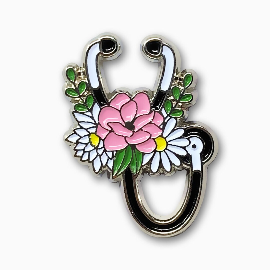 Stethoscope Flowers Enamel Pin - Nurse Medical Gift - Etsy
