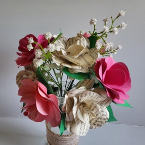 PINK PASSION Bouquet 9 Handmade Paper Roses Valentine’s Day Birthday Anniversary Thanks Thinking of You Congratulations Get Well Wedding