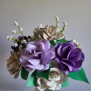 PURPLE PIZZAZZ Bouquet 9 Handmade Paper Roses Valentine’s Day Birthday Anniversary Thinking of You Congratulations Thanks Wedding Graduation