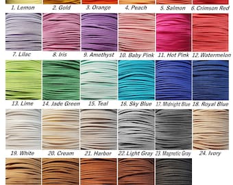 Cordon plat en simili daim 3 mm pour bijoux en velours String Craft UK ** NOUVEAU **