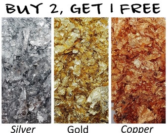 Gold Silver Copper Leaf Flakes 3 Grams Resin Art Nail Craft Foil **Royal Mail 1 Class ** Same Day Shipment !!!