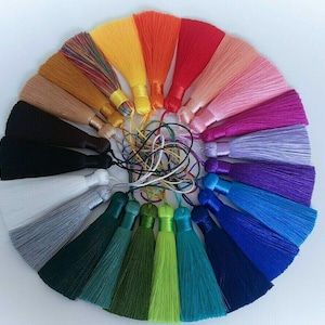 Silk Tassels 8cm 1,5cm Colours Loop Jewellery Keyrings Bag Bookmarks Crafts UK