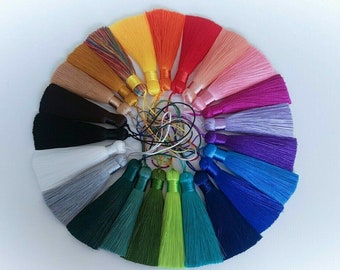 Silk Tassels 8cm 1,5cm Colours Loop Jewellery Keyrings Bag Bookmarks Crafts UK