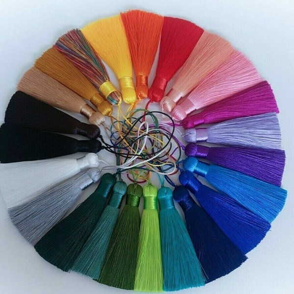 Silk Tassels 8cm 1,5cm Colours Loop Jewellery Keyrings Bag Bookmarks Crafts UK