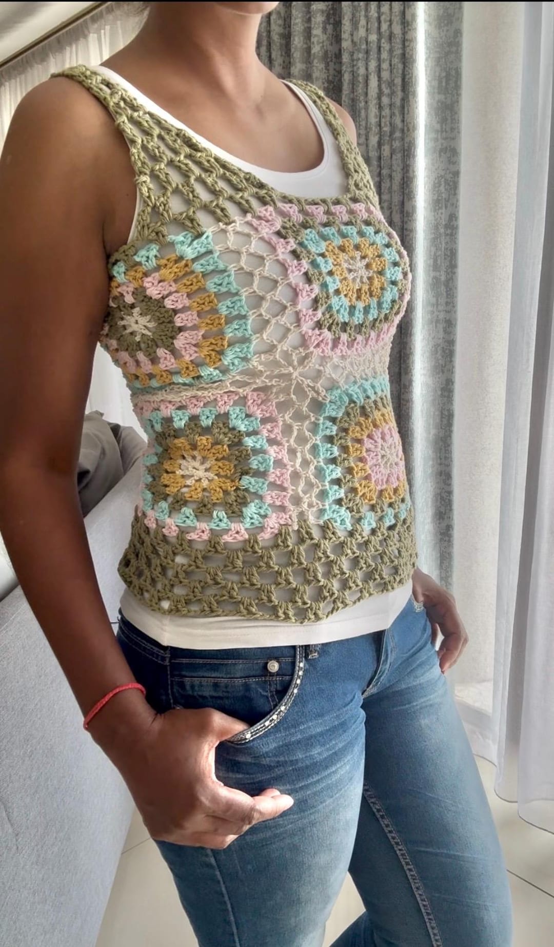 Crochet Granny Square Tank Top Written Pattern Etsy