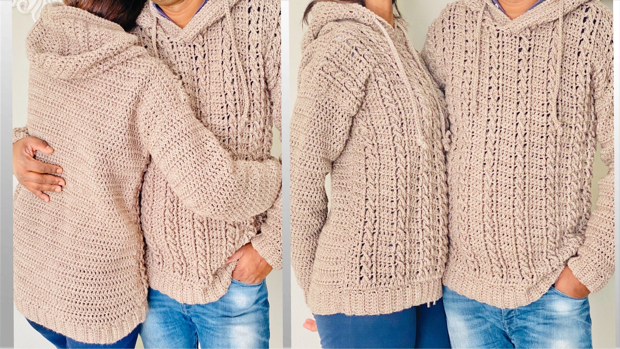 Crochet Hooded Sweater His 'n Hers “twin Flames” - Etsy