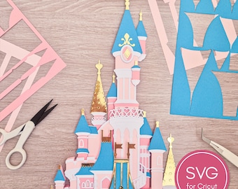 Detailed Magical Castle Paris inspired papercut Cricut template. SVG file and pdf with description.