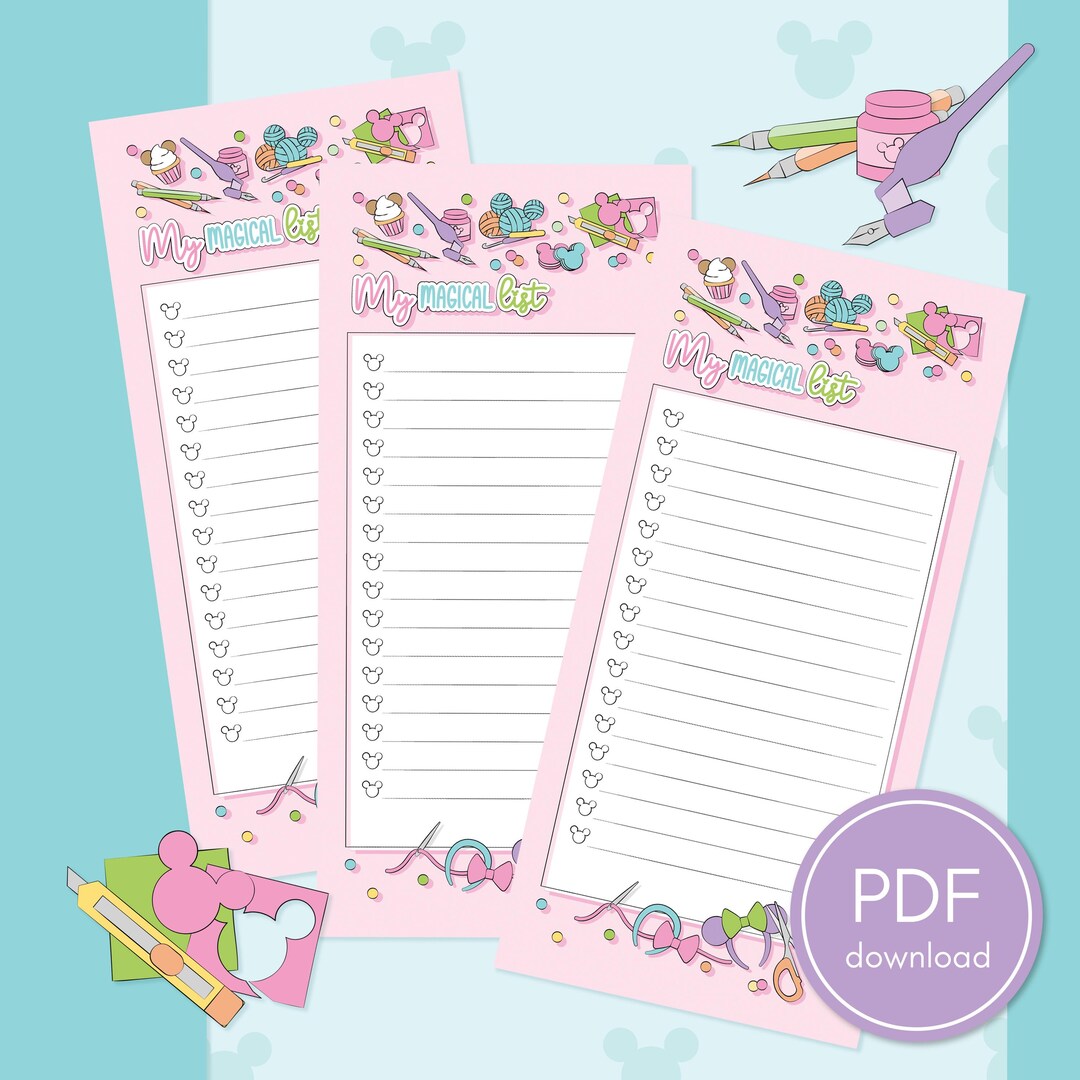 Printable Magical List Template - Printable PDF - Instant Download ...