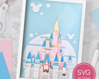 Magical Castle Florida inspired papercut Cricut template. SVG file and pdf with description.
