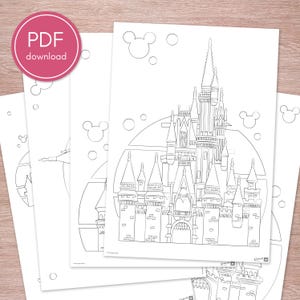 Printable PDF - Coloring Pages Magical Castles Mix.