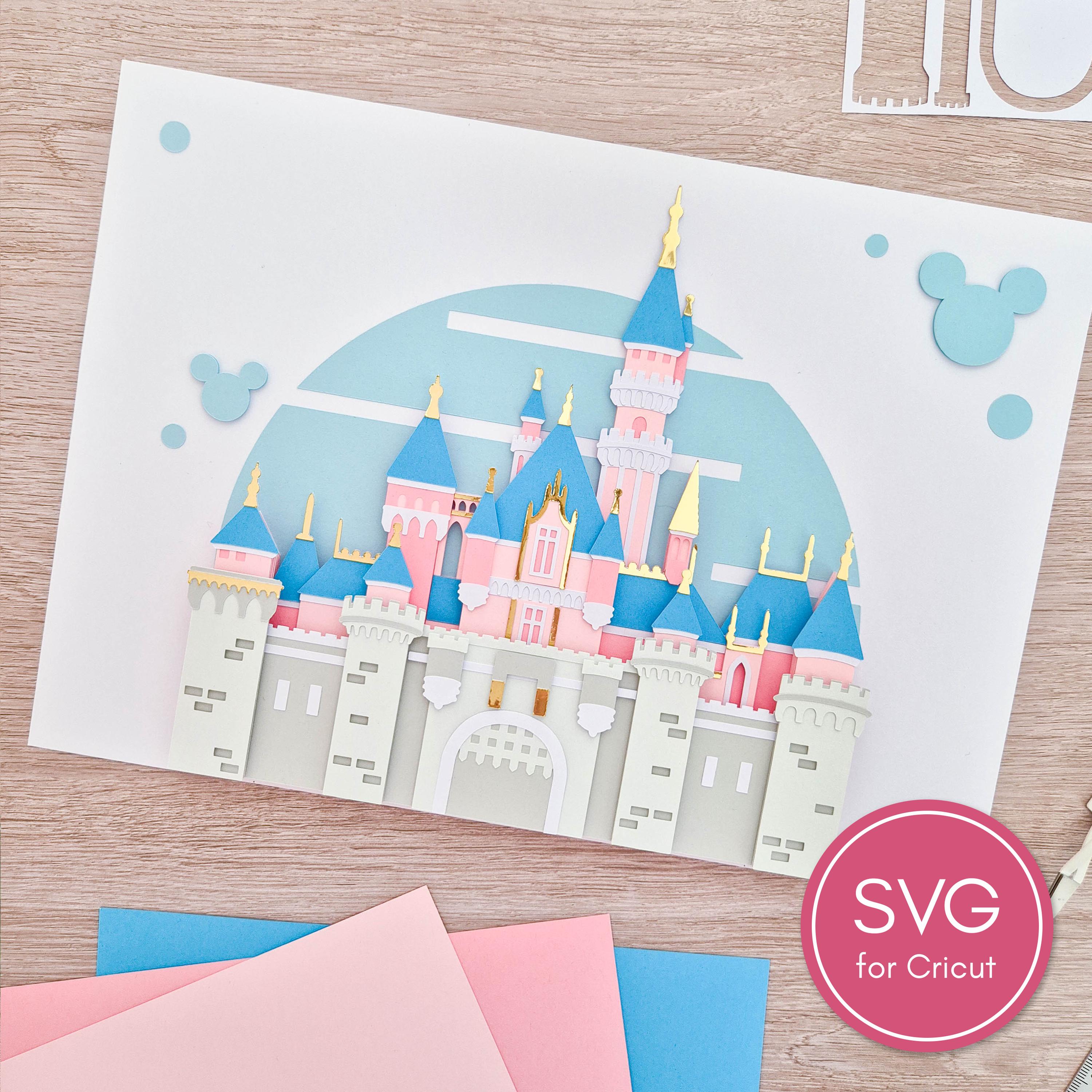 Magical Castle California Classic inspired papercut Cricut template. SVG file and pdf with description.