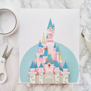 Magical Castle Paris inspired papercut template. SVG file and pdf with description.