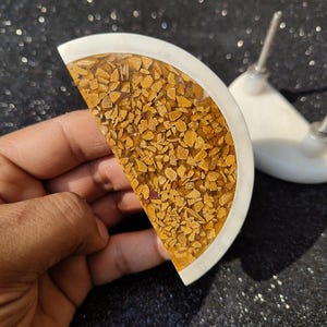 Terrazzo Chips Style Cabinet Handle: White Marble Epoxy Resin, Handmade in India