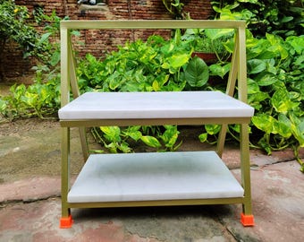 ヴィンテージ大理石と真鍮の2段サイドテーブル - Etsy 日本