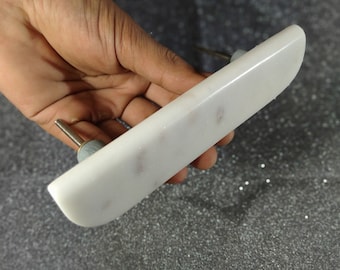 Marble Drawer Pull: White & Black Stone Cabinet Handle, Dresser Knob