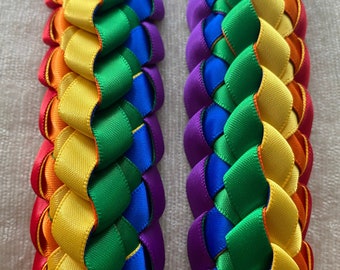 Rainbow Pride Flag Double Ribbon Lei