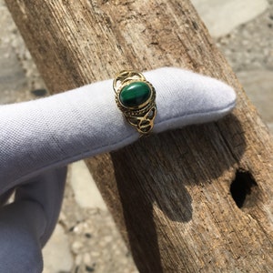 Natural Malachite Ring -Oval Malachite Ring -Gold Plated Ring - Gemstone Ring - 925 Sterling Silver - Stacking Ring, Gift for her, Jewelry.
