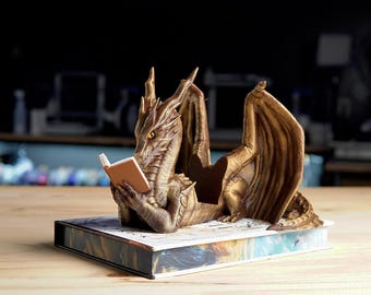Ancient Dragon Book & Tablet Display DIGITAL FILE- STL and .3mf