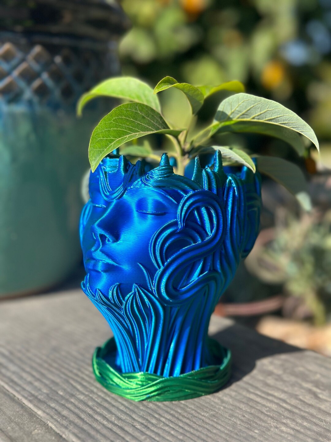 Woman's Head Planter Vase With Drain Holes and Water Catch Tray FREE