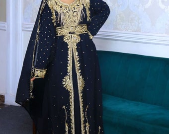TRADITIONAL ALGERIAN KAFTAN FRENCH SOIREE ROBE DUBAI PARTY WEAR JALABIYA 6097 TRADITIONAL ALGERIAN KAFTAN FRENCH SOIREE ROBE DUBAI PARTY WEAR JALABIYA 6097