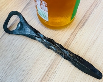 Hand Forged Pineapple Twist Bottle Opener | Rustic Blacksmithed Beer Opener | Hand Forged Iron | Groomsmen gift | Fathers Day gift