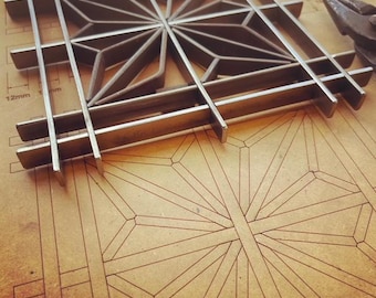 200mm Kumiko Asanoha DIY plans - full-scale working drawing and template with angles and all details for beginner to advanced creators.