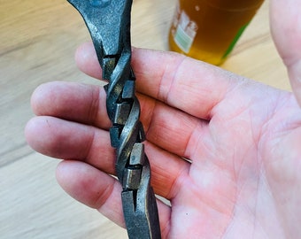 Hand Forged Rubik Twist Bottle Opener | Rustic Blacksmith Beer Opener | Hand Forged Iron | Groomsmen gift | Fathers Day gift
