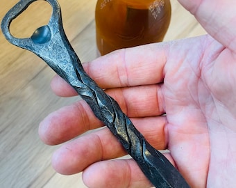 Hand Forged Ripple Twist Bottle Opener | Rustic Blacksmith Beer Opener | Hand Forged Iron | Groomsmen gift | Fathers Day gift