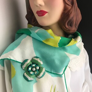 Vintage Papier-Mache Seafoam Green Flower BROOCH Pin in Perfect Condition Mid Century 1960s Wonderful Paper Mache