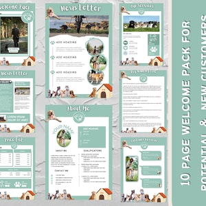 Pacchetto di benvenuto per attività di dog sitter. Moduli aziendali per passeggiate con cani. Modulo consenso dog sitter. Listino prezzi dog sitter. Volantino per dog sitter