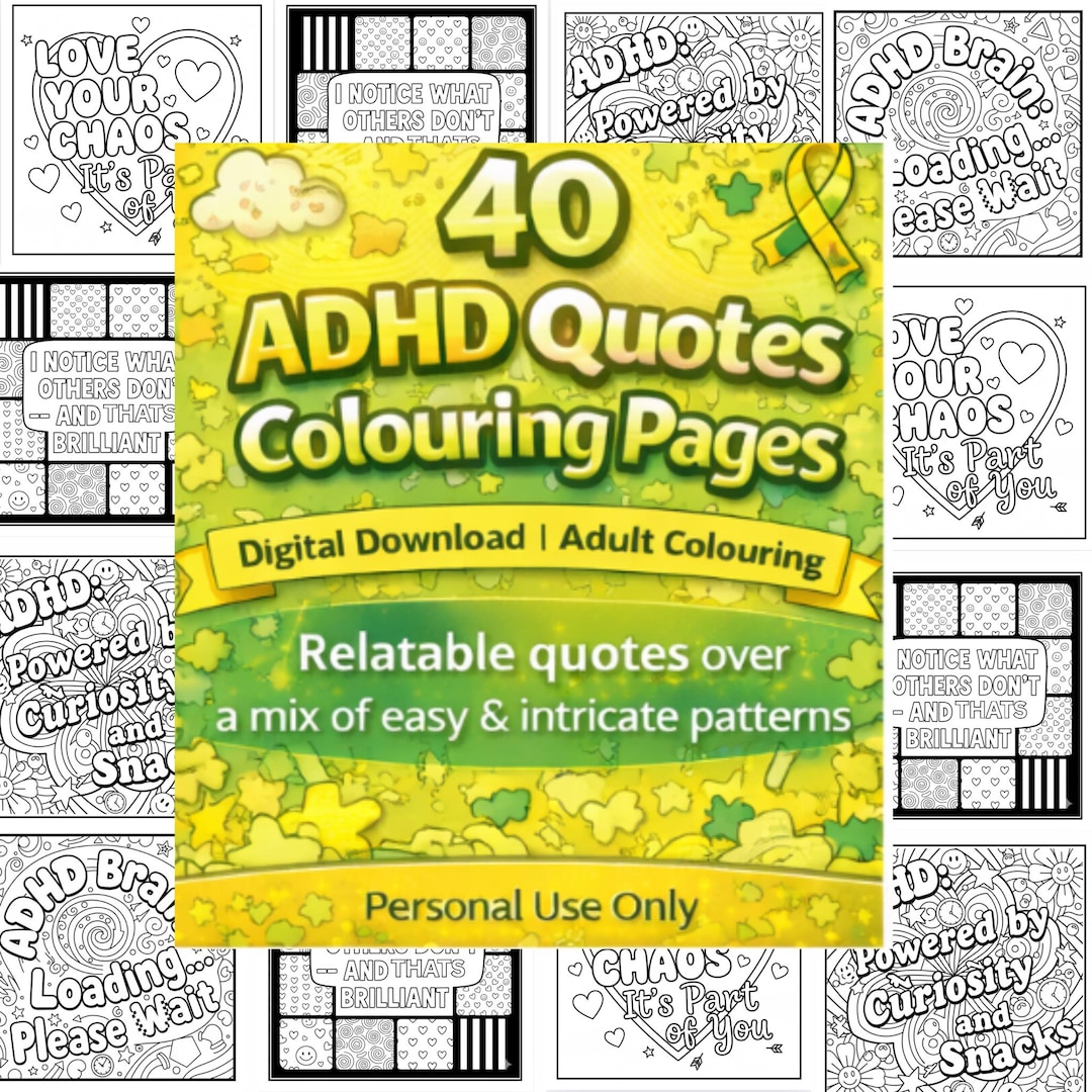 40 ADHD Quotes Colouring Pages | Digital Download | Adult Colouring ...