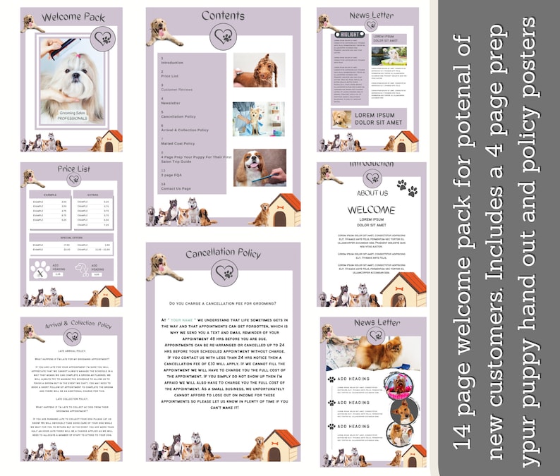 Dog Grooming Business Forms. Mega Bundle of Dog Salon Terms and Conditions Forms and Grooming