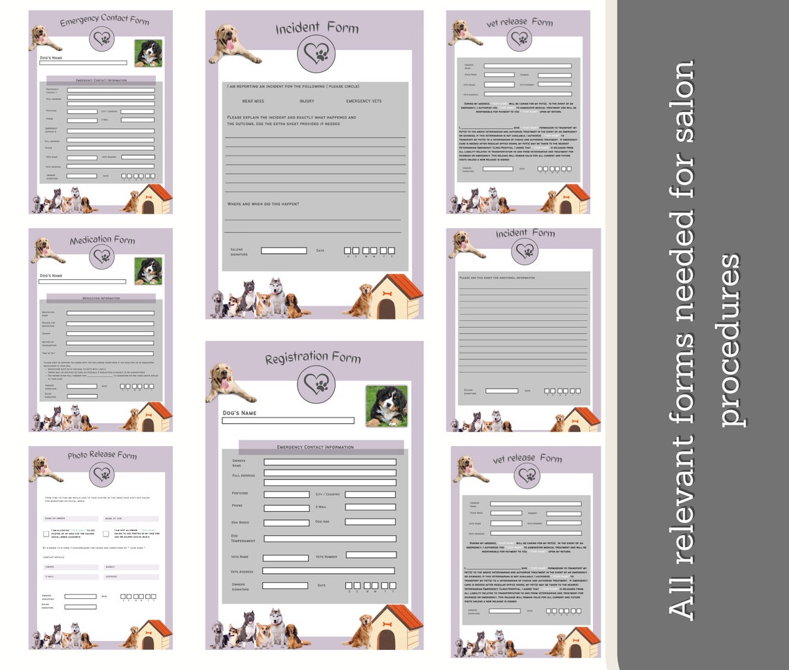 Dog Grooming Business Forms. Mega Bundle of Dog Salon Terms and Conditions Forms and Grooming