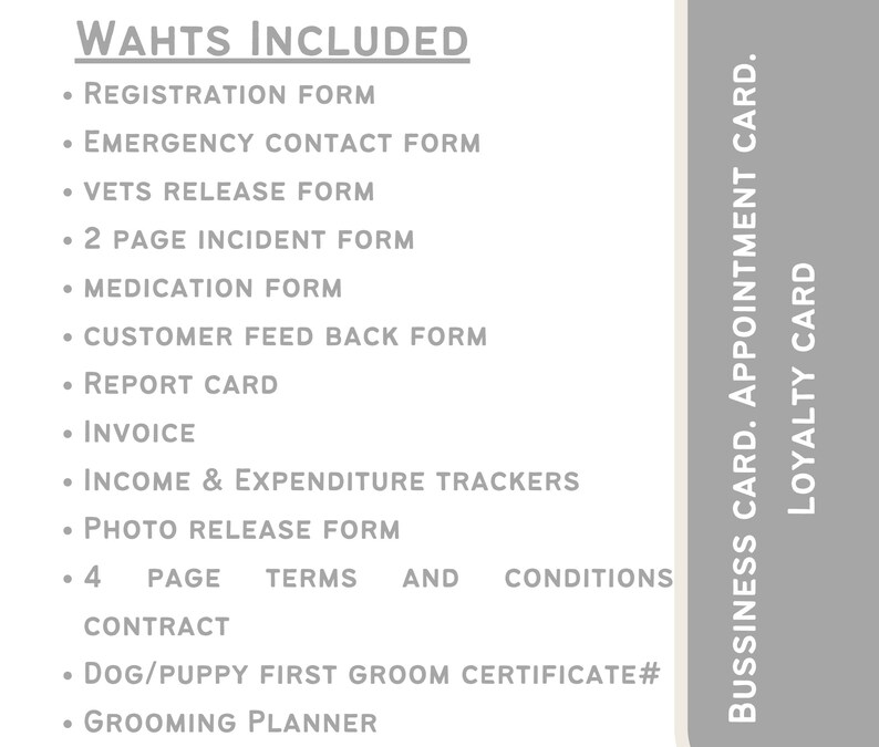 Dog Grooming Business Forms. Mega Bundle of Dog Salon Terms and