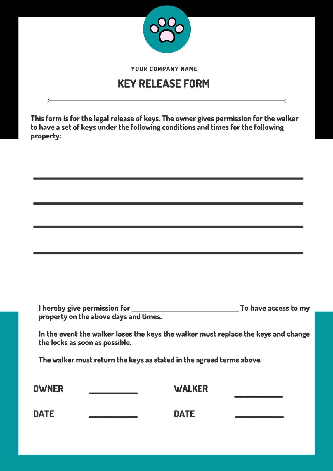 Dog Walking Consent Form Business Starter Kit Dog Printable Etsy UK