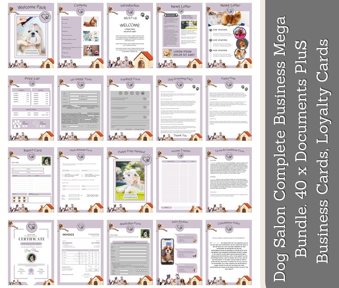 Dog Grooming Business Forms. Mega Bundle of Dog Salon Terms and ... - Pet Grooming Business Policy And Procedures