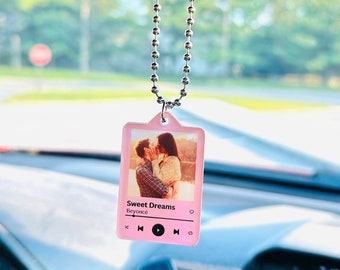 Personalized Car Ornament, Custom Car Charm, Car Hanging, Car Mirror Decoration, Photo Song Car Ornament, Favorite Song Christmas Gift