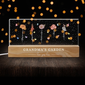 Personalized Grandma's Graden Night Light, Custom Birth Month Flower, Mother's Day Gift, Gift for Grandma, Gift for Mom, Custom LED Light image 3
