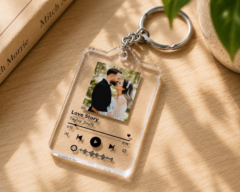 Photographing Keychains Custom Photo Music Keychain, Personalized Photo Keychain, Song Keychain ...