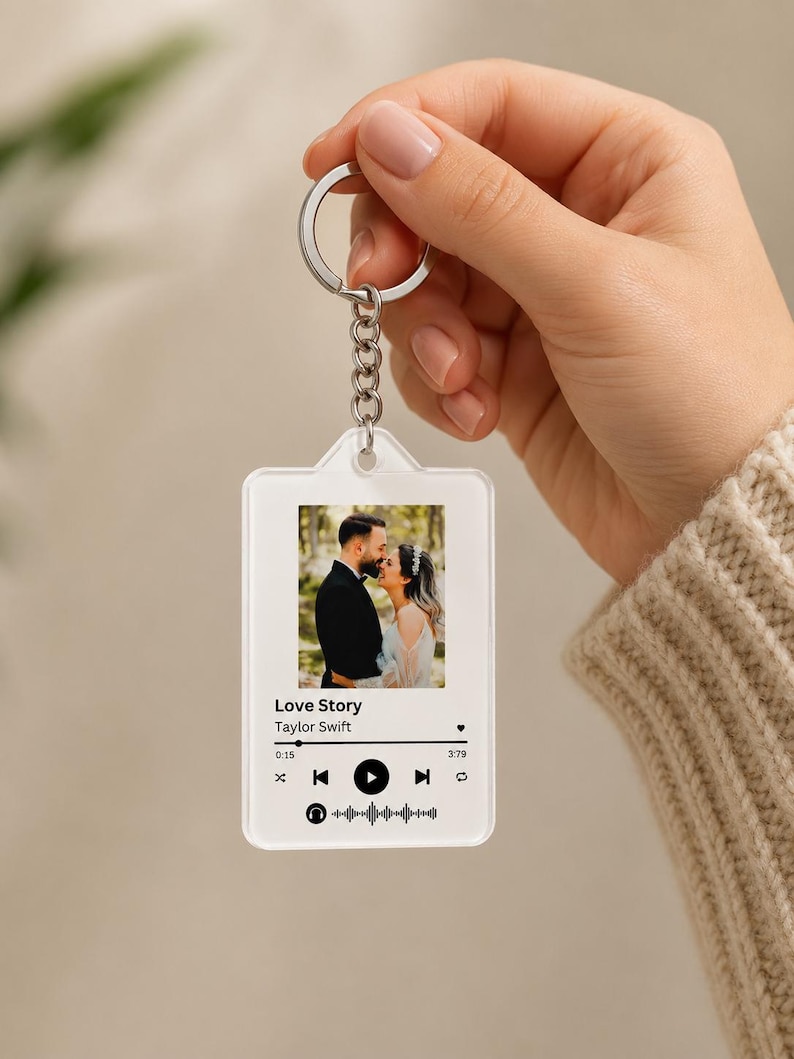 Photographing Keychains Custom Photo Music Keychain, Personalized Photo Keychain, Song Keychain ...