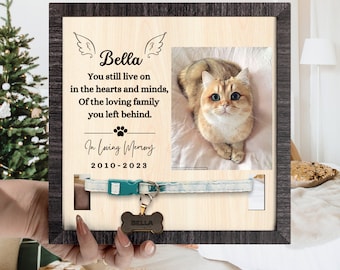 Custom Memorial Pet Collar Sign Cat Memorial Gift Loss of Cat, Puppy Memorial Wood Frame with Collar Holder Pet Loss Gift, Pet Sympathy Gift