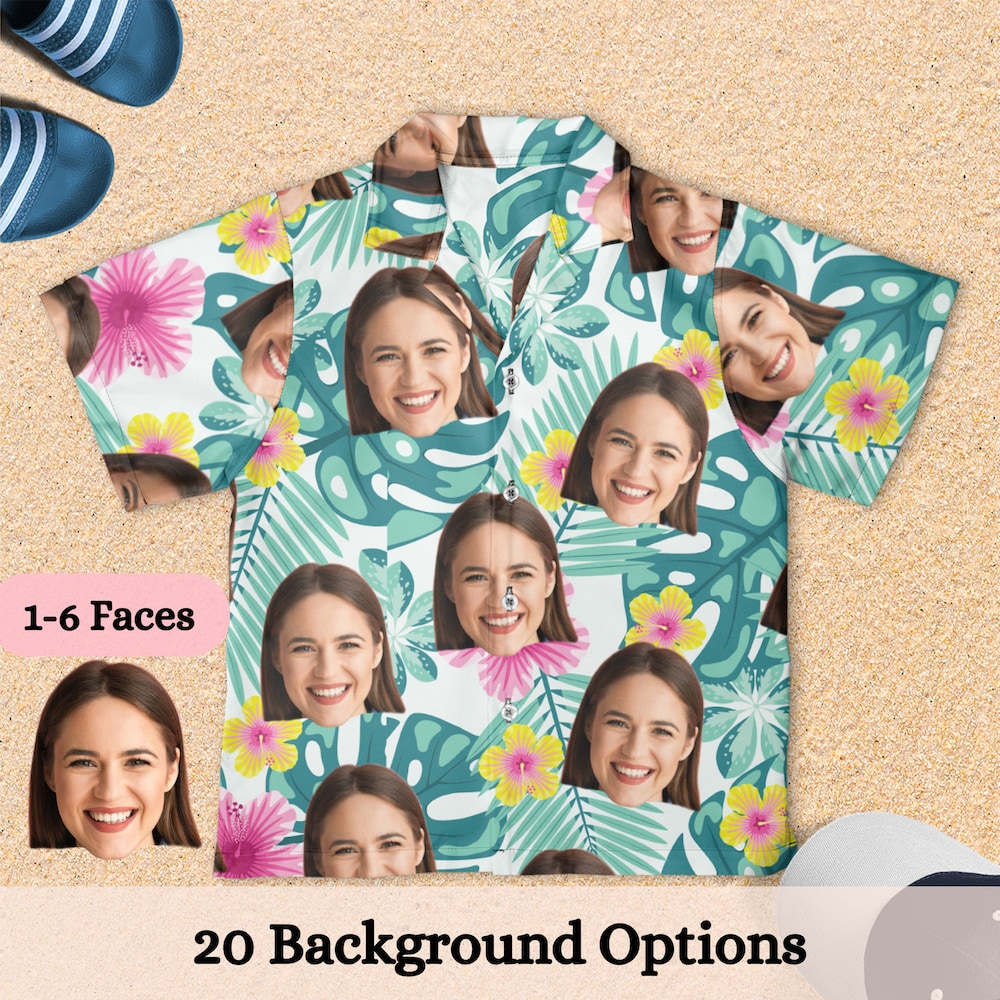 Custom Hawaiian With Face Shirt,Personalized Hawaiian Shirt, Shirt For Women, Tropical Shirt, Aloha Shirt, Shirt For Men, Summer Shirt Aurahome