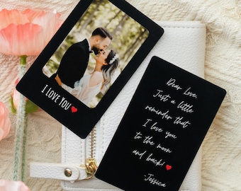 Portafoglio in metallo personalizzato, regalo di anniversario personalizzato, regalo fotografico, regalo per lui, regalo per lei, regalo di San Valentino, regalo di Natale