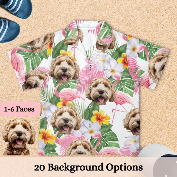 Personalized Photo Hawaiian Shirt Custom Face Tropical Pattern Shirt Summer Gift Shirt for Men Women Mother's Day Gift Birthday Dog Face