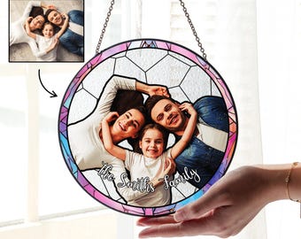 Custom Family Photo Stained Glass, Family Portrait Suncatcher, Personalized Family Photo, Couple Portrait, Fathers Day Gift Mothers Day Gift