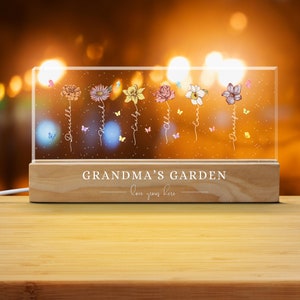 Personalized Grandma's Graden Night Light, Custom Birth Month Flower, Mother's Day Gift, Gift for Grandma, Gift for Mom, Custom LED Light image 2